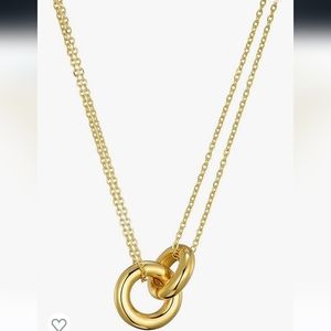 Designer inspired 2 rows cross link gold chain necklace NEW